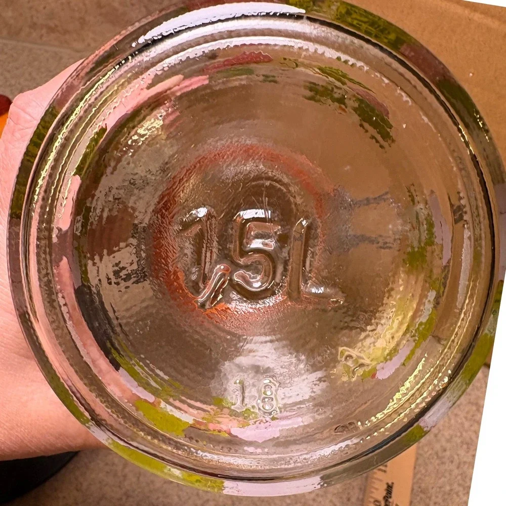 Arc France Strawberry Glass Canister 1.5L Clear Good Vintage Swing Top Jar